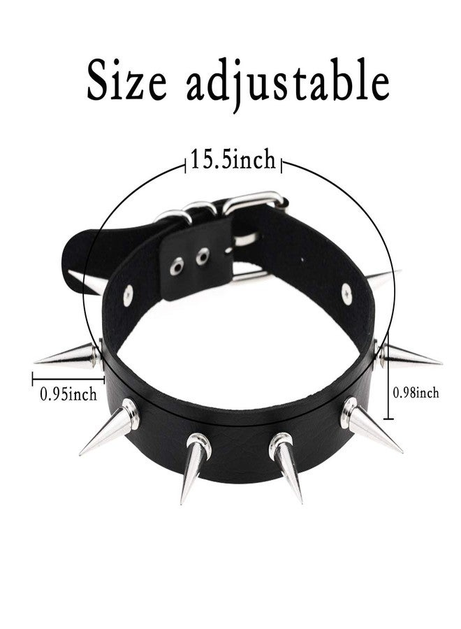 HRLORKC PU Leather Choker Goth Punk O-Ring Spike Rivets and Love Heart Choker Collar Necklace Adjustable (K4) - Image 2