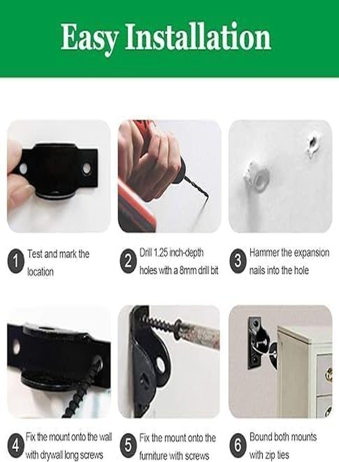 JILMAJ Furniture Straps D-Shape | Furniture Secure Straps for Dresser Cabinet Bookshelf | Anti-Tip Metal Baby Furniture Straps Protecting | Metal Furniture Straps, Anti Tip Furniture Locks - Image 5