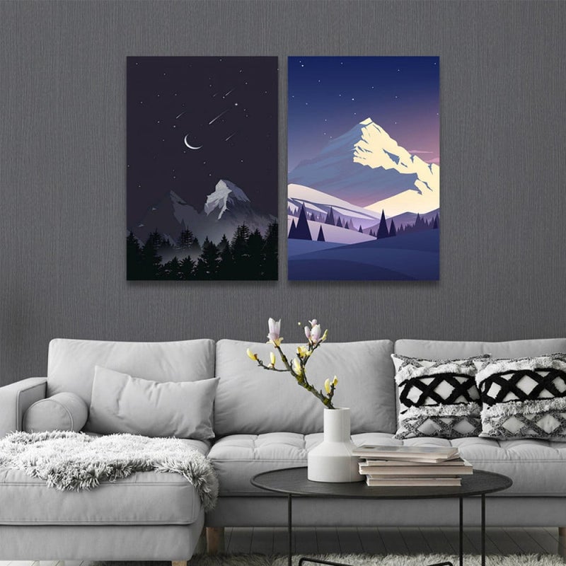 Marktna Double canvas painting with a mountain design - Image 1