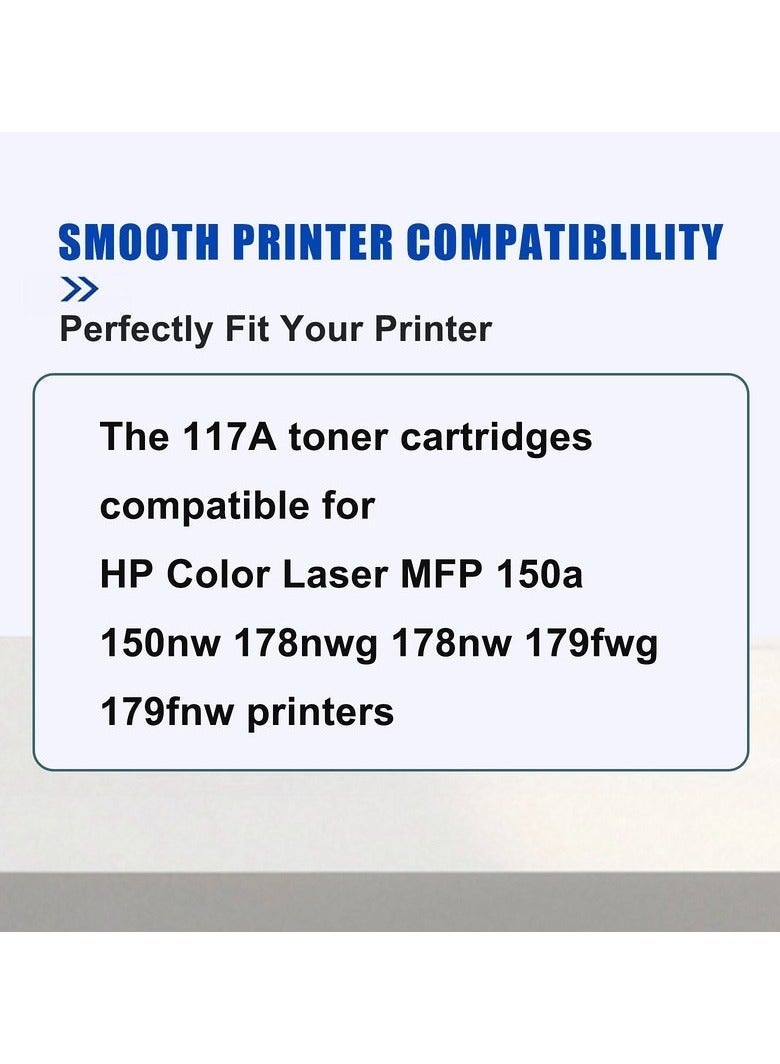 طقم حبر 117A بديل لمجموعة أحبار HP 117A لحبر HP 179fwg حبر 179fwg حبر 178fwg حبر 178fw 178nw 150nw 178 178 178 179 W2070A W2071A W2072A W2073A (117A أسود أسود سماوي أصفر ماجنتى) - Image 2