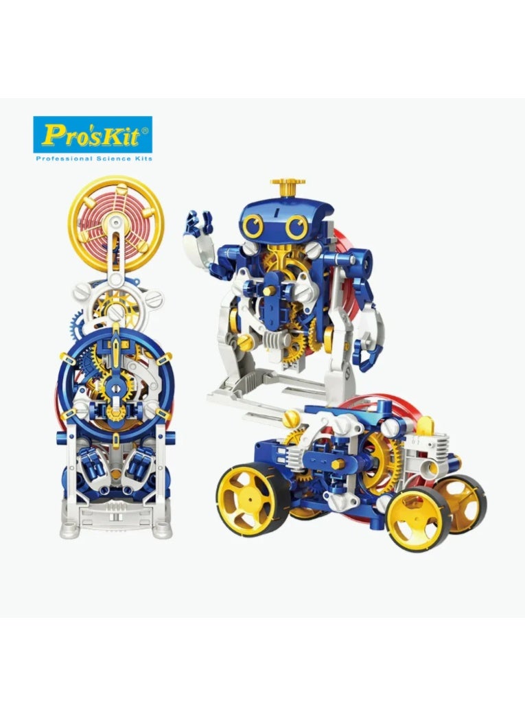 Pro'skit Pro’sKit GE-730 3-in-1 Spiral Spring Science Kit – Battery-Free STEM Robot, Race Car & Timer DIY Build Set for Kids - Image 2