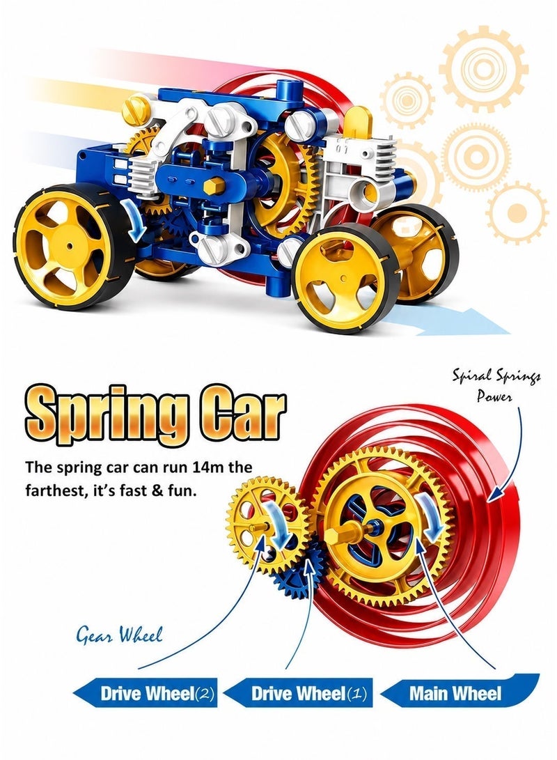 Pro'skit Pro’sKit GE-730 3-in-1 Spiral Spring Science Kit – Battery-Free STEM Robot, Race Car & Timer DIY Build Set for Kids LED Headlight gift - Image 3
