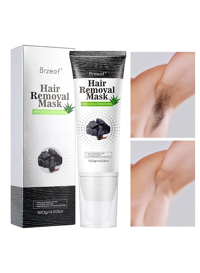 Brzeaf Hair Removal Mask, for All Skin Types, Vegan Hair Removal Mask, Effective & Painless Formula, Depilatory Cream, Mild Formula, Soothing Skin,120g - Image 1