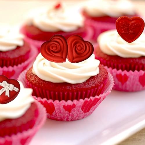 Copzievkae 2 Pack Heart Chocolate Molds Heart Molds Silicone Valentine Chocolate Molds Heart Chocolate Mold 10 Style Love Rose Bow Shaped Silicone Mold for Candy, Gummy, Ice Cube Tray - Image 4