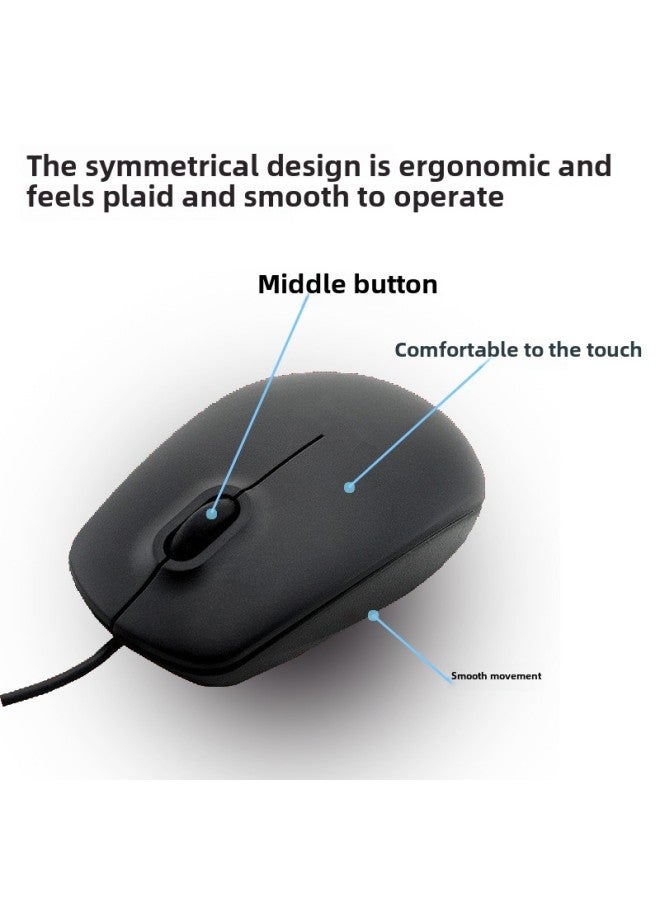 For MS111 Mouse Notebook Wired USB Mouse Direct Notebook Desktop Home-Color:Black  - Image 2