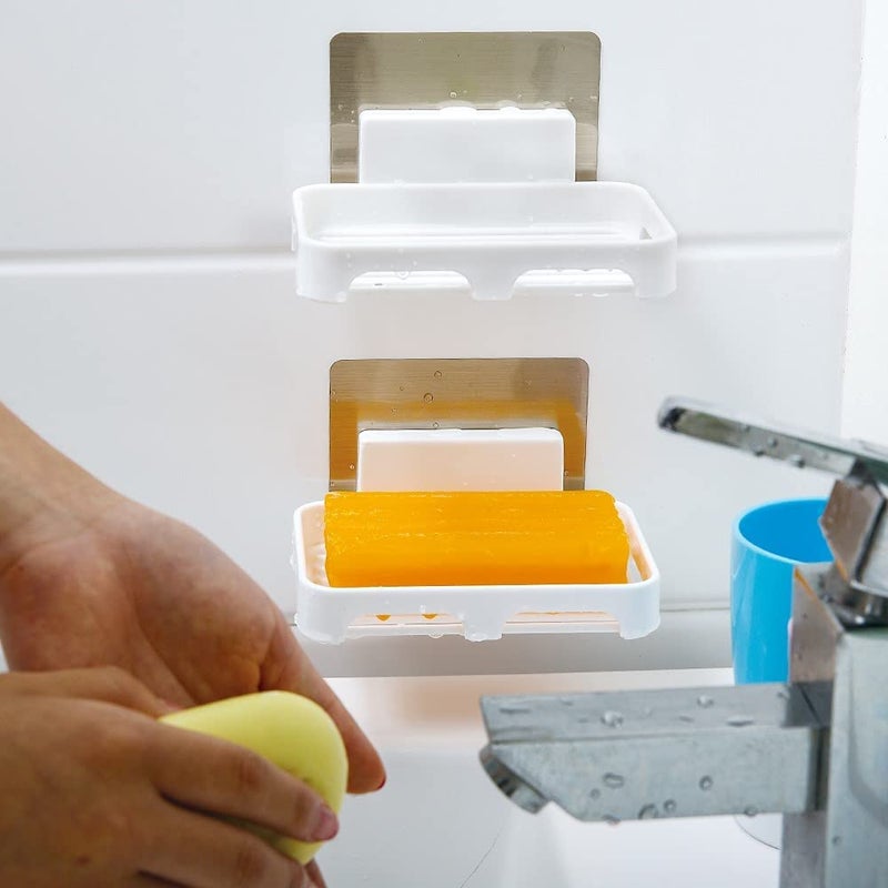 SHOPITECH Soap Shelf Wall Mounted Bathroom No Drill Storage Rack Super Adhesive Bathroom Shower Rack Shelf (2 Soap Shelf) - Image 3