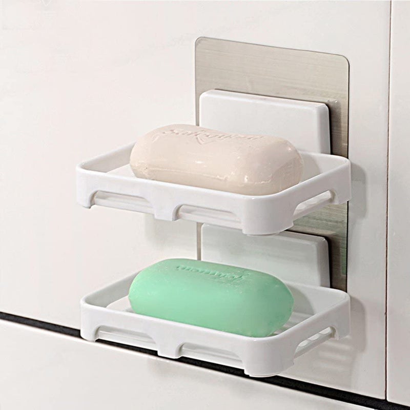 SHOPITECH Soap Shelf Wall Mounted Bathroom No Drill Storage Rack Super Adhesive Bathroom Shower Rack Shelf (2 Soap Shelf) - Image 1