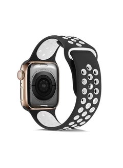 FITIT FITIT Bands for Apple Watch Series 3 and Above.(42mm 45mm and 49mm cases), Soft Silicone Breathable Wristband Replacement Strap, Black and White  - Image 2