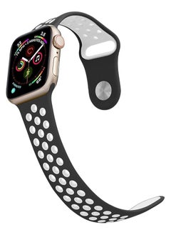 FITIT FITIT Bands for Apple Watch Series 3 and Above.(42mm 45mm and 49mm cases), Soft Silicone Breathable Wristband Replacement Strap, Black and White  - Image 3