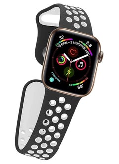 FITIT FITIT Bands for Apple Watch Series 3 and Above.(42mm 45mm and 49mm cases), Soft Silicone Breathable Wristband Replacement Strap, Black and White  - Image 5