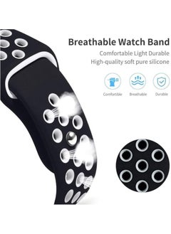 FITIT FITIT Bands for Apple Watch Series 3 and Above.(42mm 45mm and 49mm cases), Soft Silicone Breathable Wristband Replacement Strap, Black and White  - Image 4