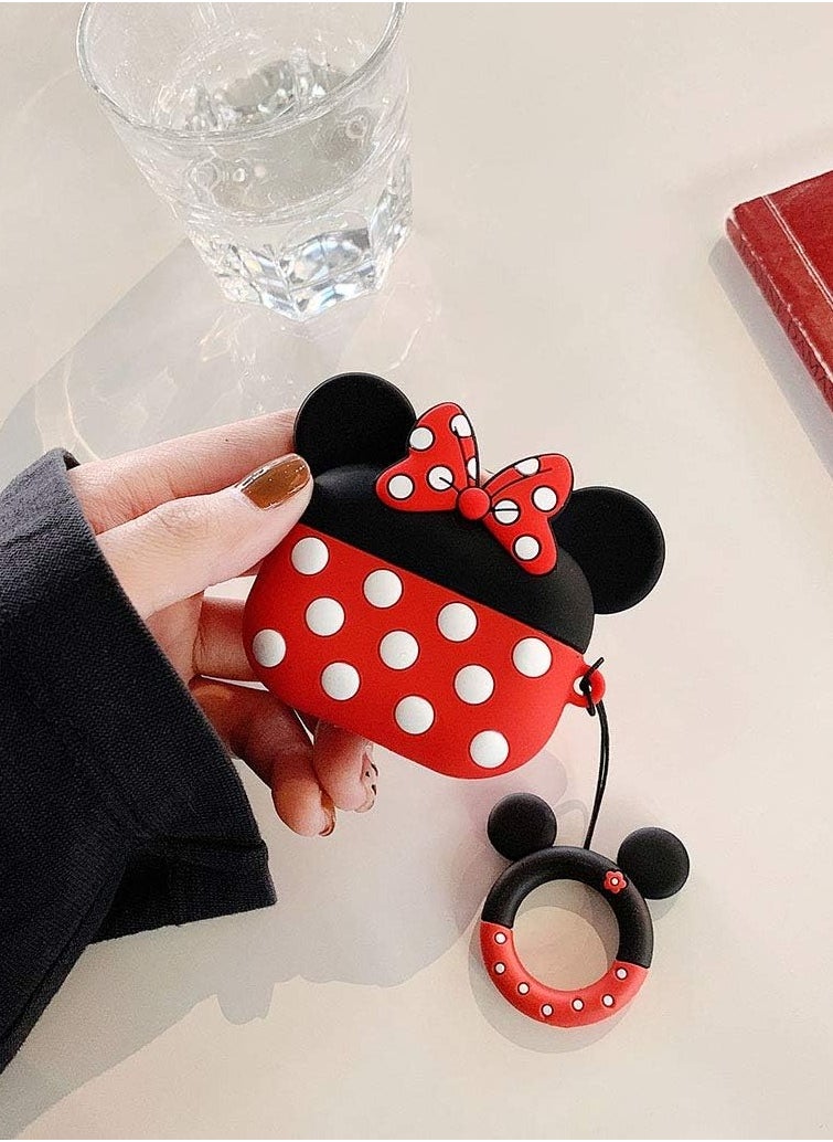 Generic AirPods Pro Case, Shockproof Protective Silicone Cover for AirPods Pro Cartoon Minnie Mouse, Soft Silicone Shockproof Cover with Ring Buckle, Case for AirPods Pro Earphone (AirPods Pro Mini)  - Image 1