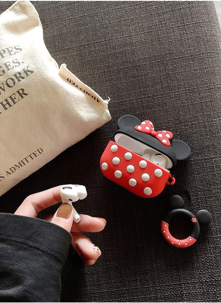 Generic AirPods Pro Case, Shockproof Protective Silicone Cover for AirPods Pro Cartoon Minnie Mouse, Soft Silicone Shockproof Cover with Ring Buckle, Case for AirPods Pro Earphone (AirPods Pro Mini)  - Image 2