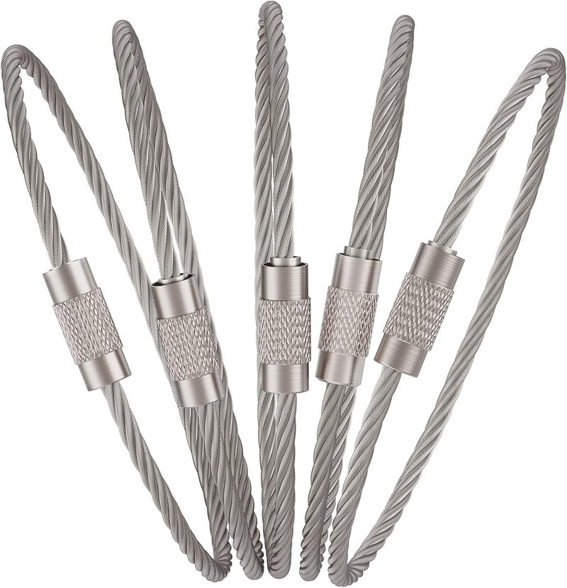 Uniclife 15 cm Wire Keyring Cable - Stainless Steel Key Ring Loop Holder for Outdoor Use, Pack of 10 - Image 1