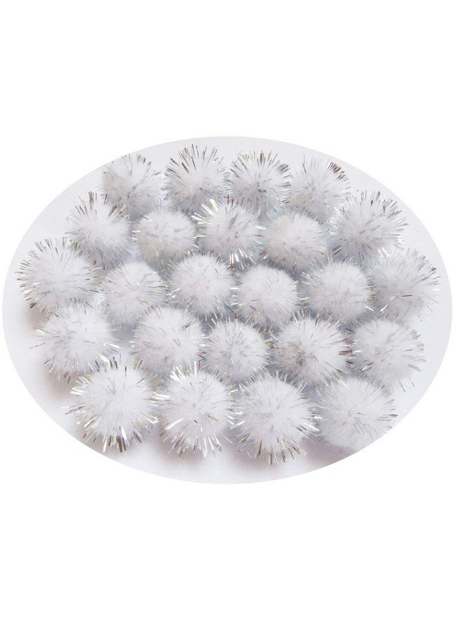 YYCRAFT 200Pcs Glitter Tinsel Pom Poms Sparkle Balls For Diy Craft/Party Decoration/Cat Toys(20Mmwhite/Silver) - Image 1