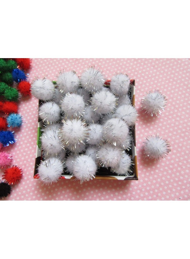 YYCRAFT 200Pcs Glitter Tinsel Pom Poms Sparkle Balls For Diy Craft/Party Decoration/Cat Toys(20Mmwhite/Silver) - Image 3