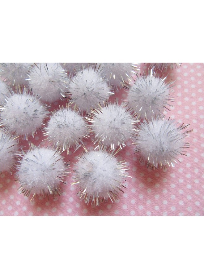 YYCRAFT 200Pcs Glitter Tinsel Pom Poms Sparkle Balls For Diy Craft/Party Decoration/Cat Toys(20Mmwhite/Silver) - Image 2