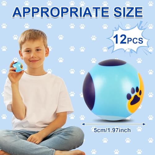 AXBMM 12 PCS Blue Dog Paw Stress Balls for Kids Party Favors 197 Inch Anxiety Relief Fidget Sensory Toys Blue Dog Paw Theme Squeeze Toys Bulk for Birthday Goodie Bags Carnival Gifts Classroom Prize - Image 5