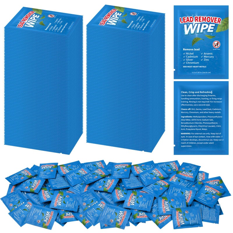 Heigble 50 Pack Lead Remover Wipes For Shooting Hand&Surface Cleaning Wipes Effectively Removes Lead  Dust  Oil&Grime Individually Wrapped Wipe For Shooting Ranges  Hunting  Industrial Use (Blue) - Image 1