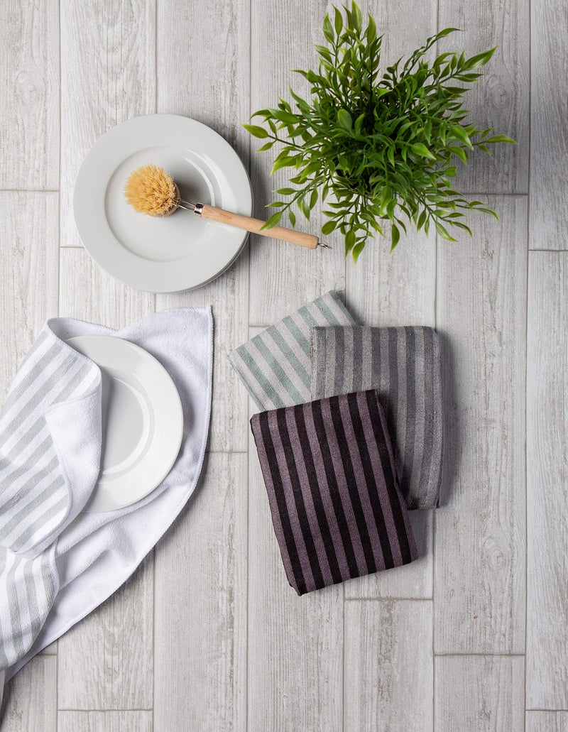 DII Cleaning Collection Multi-Purpose Microfiber, Gray Stripes, Dishtowel Set - Image 2