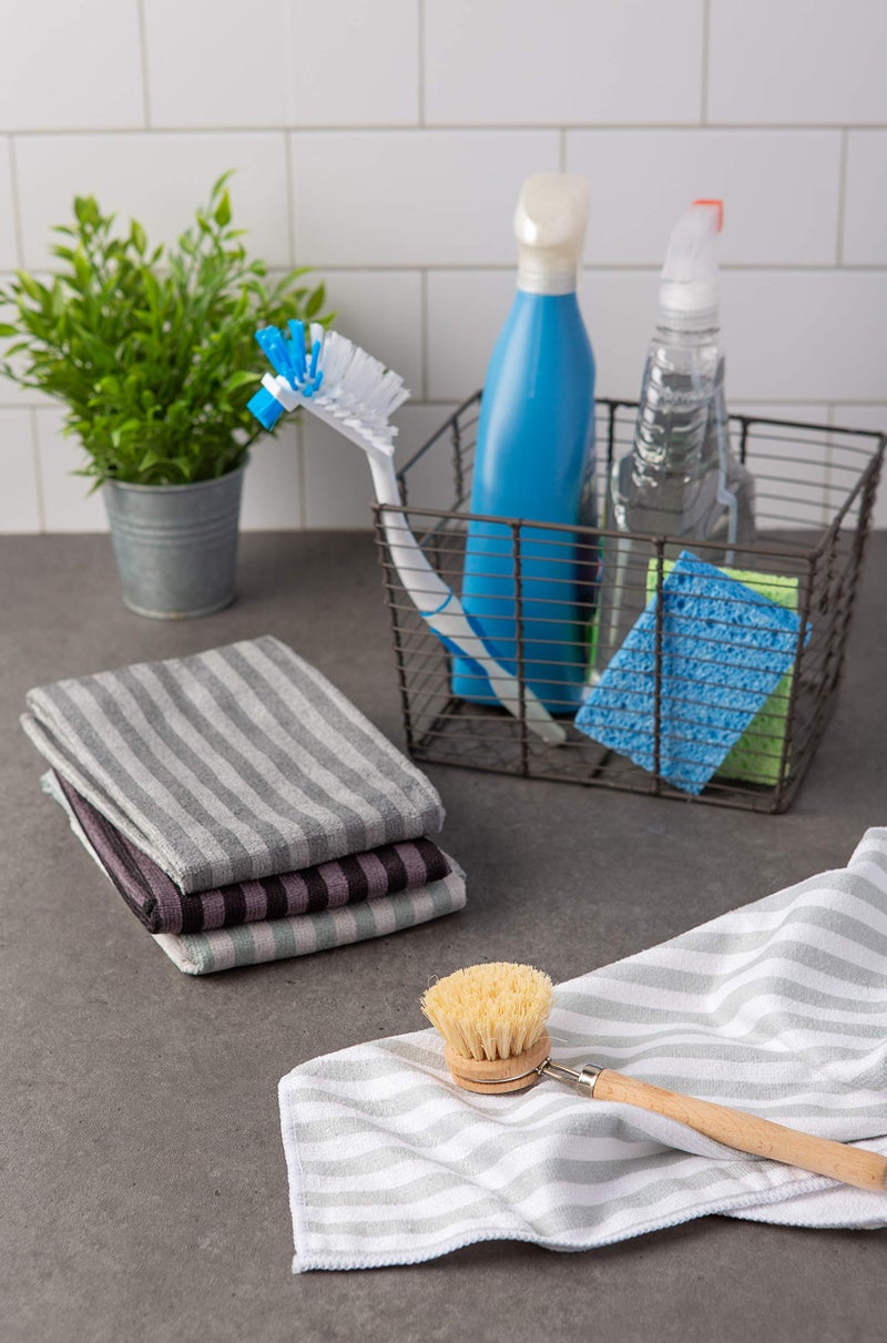 DII Cleaning Collection Multi-Purpose Microfiber, Gray Stripes, Dishtowel Set - Image 4