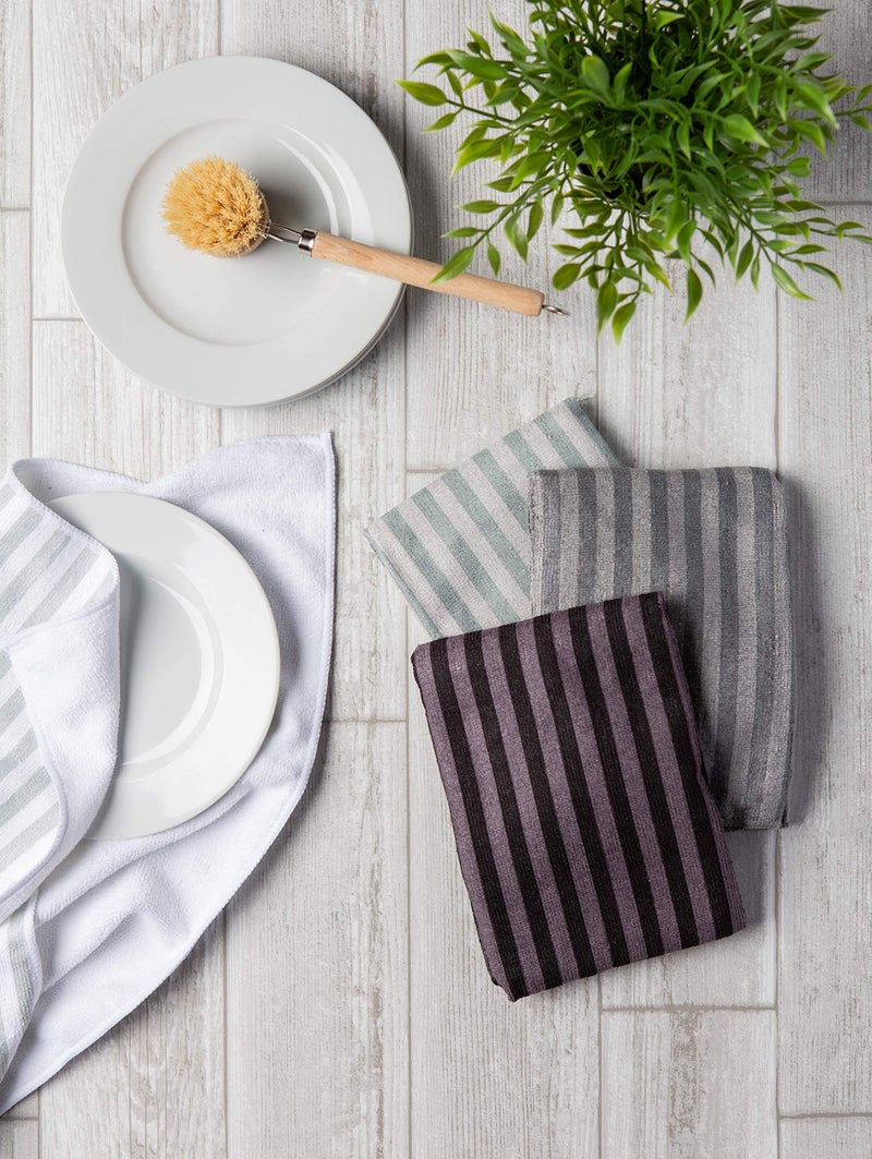 DII Cleaning Collection Multi-Purpose Microfiber, Gray Stripes, Dishtowel Set - Image 3