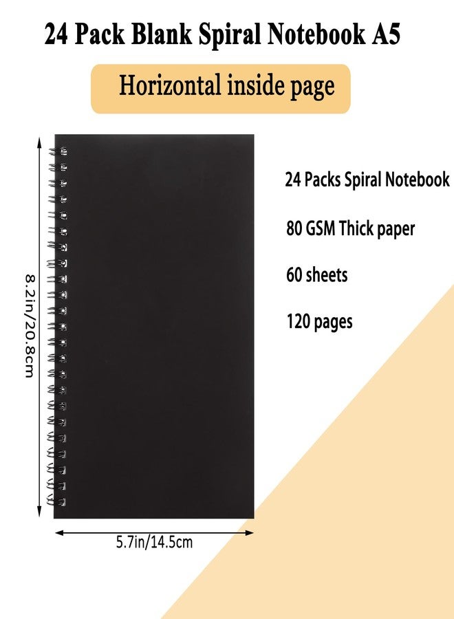 MIVIDE 24 Pack Black A5 Spiral Notebook, 8.2 x 5.7 Inch 60 Pages Hardcover Spiral Lined Notebook Journal, Lined Travel Bulk Writing Paper Notebook for School Business Office Supplies - Image 2
