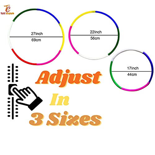 Toy Cloud Hoola Hoop Adults Exercise Classic Colour Interlockable Pieces Hula Hoop for Kids Girls Women Fitness Rings Adjustable 3 Size 17-27 Inch (White) - Image 2