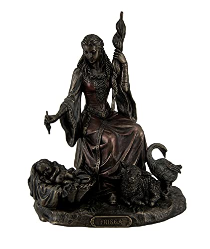 Veronese Design Resin Statues Frigga Norse Goddess Of Destiny Love And Marriage WInfant Animals Spindle 6 X 775 X 45 Inches Bronze