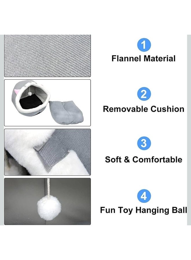 Luxury cat bed made of soft plush in a cozy cave shape, designed for indoor comfort, foldable and easy to store, equipped with a high-density removable and washable foam cushion, non-slip base for extra stability, wide entrance suitable for large and small cats and small dogs, a soft enclosed sleeping bed that provides complete comfort for your pet, fully washable indoor pet house, ideal for daily relaxation in bedrooms and living rooms. - Image 5