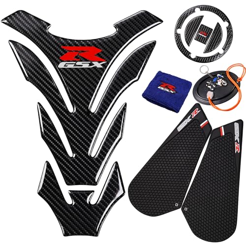 REVSOSTAR 3D Black Rubber Side, Tank Pad Protector, Anti Slip Sticker, Tank Side Traction Pad, 3D Gas Cap, Fuel Cap Decal,Tank Protector for GSXR 600 750 2011-2015 (Black) - Image 1