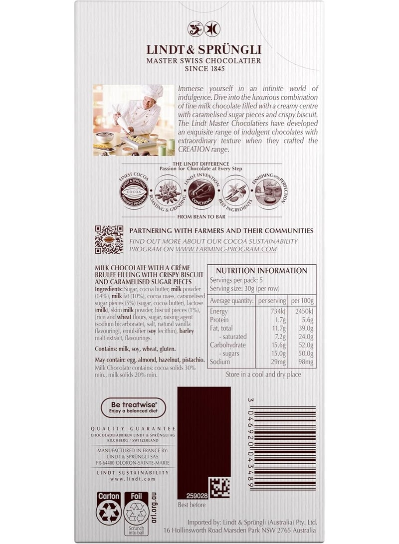 Lindt Creation Creme Brulee Chocolate Bar 150grams - Image 2