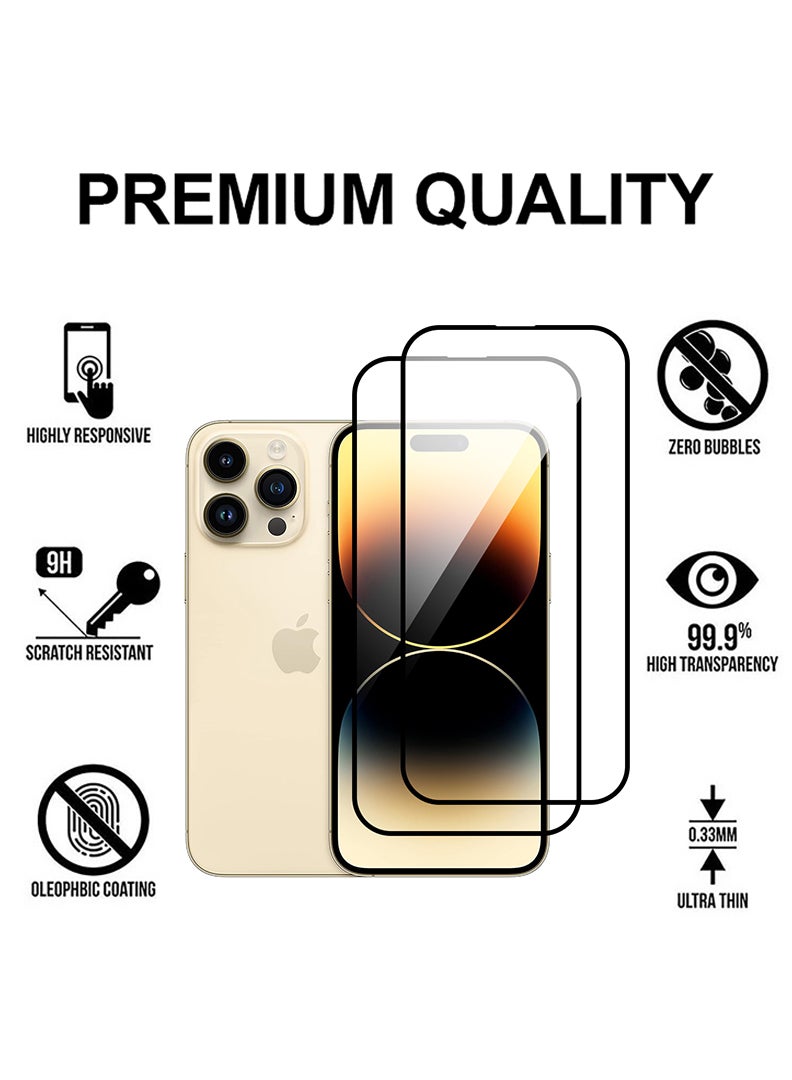 Theodor Pack of 2 Tempered Glass Screen Protector With 9H hardness For APPLE IPHONE 14 PRO 6.1  - Image 2