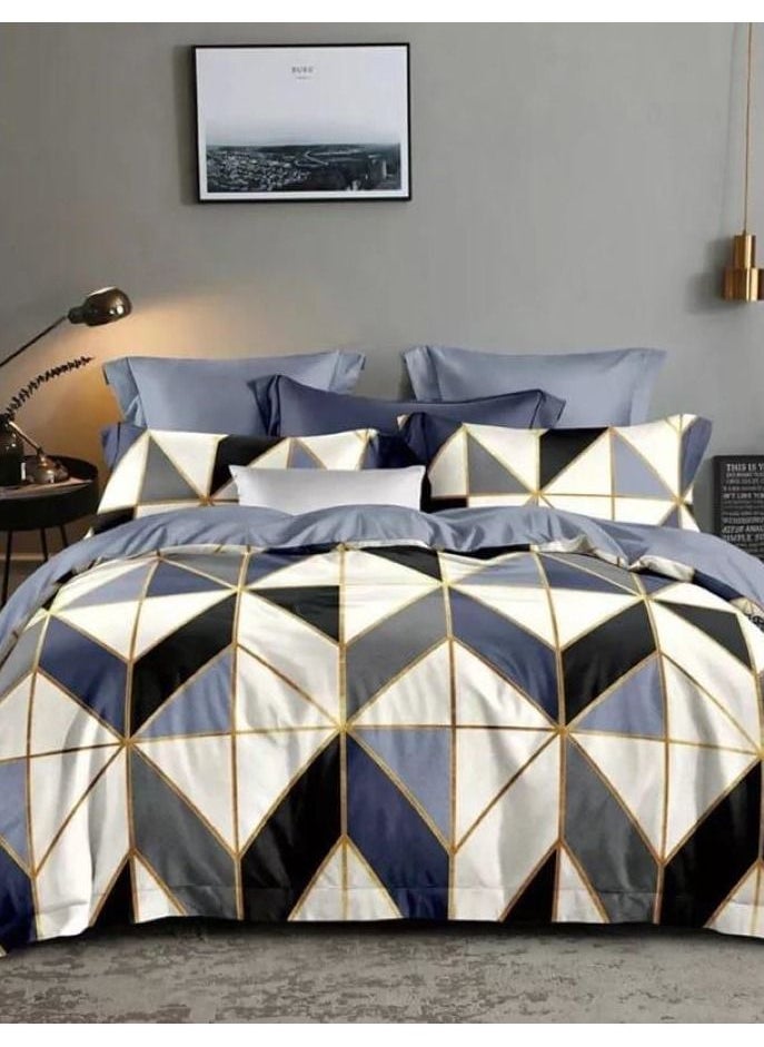 Dream Bell DREAM BELL 6 PC COTTON GREY & GOLD GEOMETRIC COMFORTER SET 