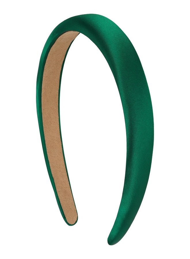 Amariver Green Headband for Women 1.2inch Satin Headbands Padded Head Bands DIY Plain Hair Band Fashion Green Hair Accessories for Women Girls - Image 1