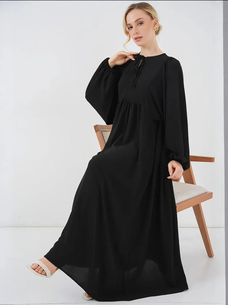 BIG DART BDART Textured Patterned Maxi Dress with Bow