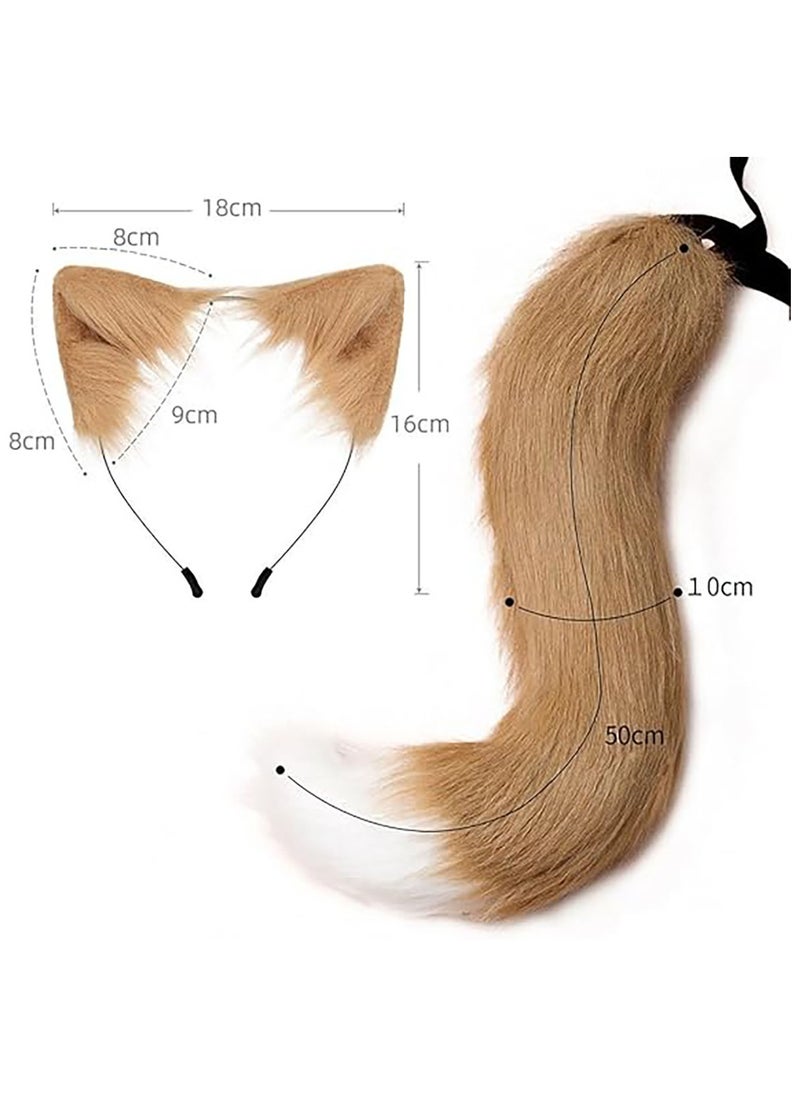Jorunb Cosplay Costumes Faux Fur Fox Ears and Tail Set Fancy Party Furry Cosplay Costume Accessories Funny Gifts  - Image 4