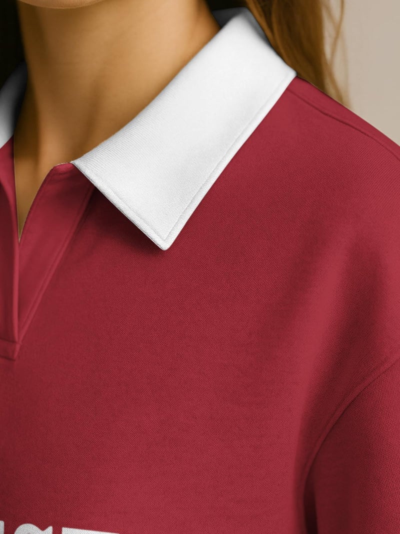 HELLCAT Crop Tshirt for Women Stylish Western | Polo T Shirt for Women Full Sleeves_ Maroon_Large - Image 3