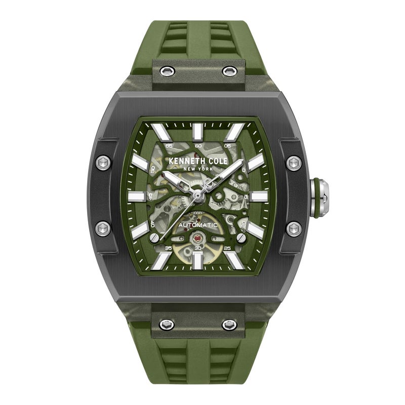 Kenneth Cole Automatic Analog Green Dial Green Silicon Strap Watch for Men - KCWGZ0076803MNW - Image 3