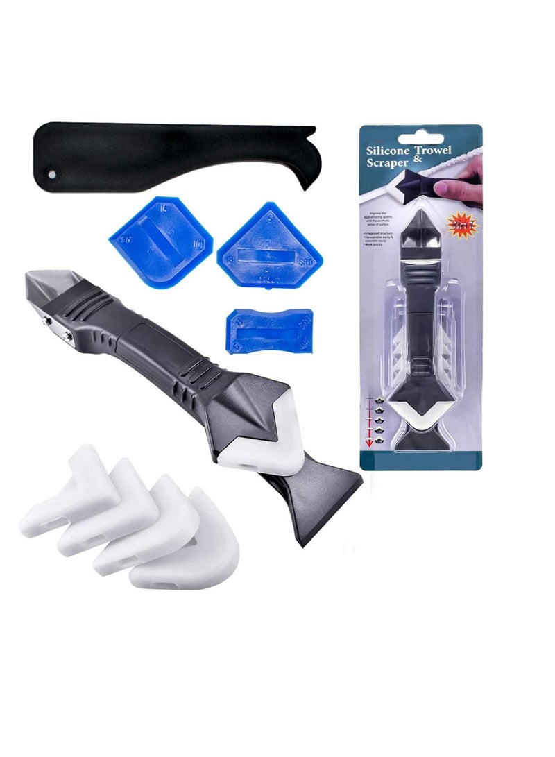 Y&D Caulking Tools, 3 in 1 Silicone Finishing Tool Kit (stainless steelhead), Reuse and Replace 5 Pads, Sealant Caulk for Kitchen Bathroom Window, Sink Joint (11Pcs) - Image 1