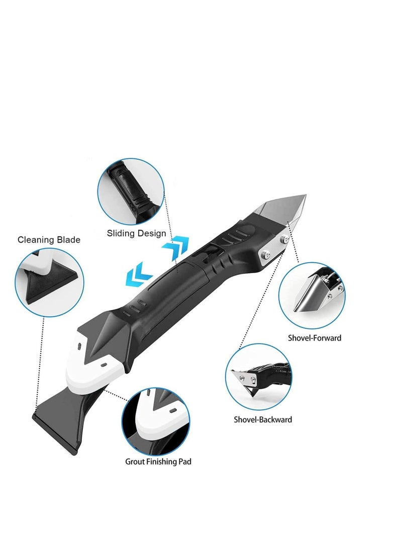 Y&D Caulking Tools, 3 in 1 Silicone Finishing Tool Kit (stainless steelhead), Reuse and Replace 5 Pads, Sealant Caulk for Kitchen Bathroom Window, Sink Joint (11Pcs) - Image 3