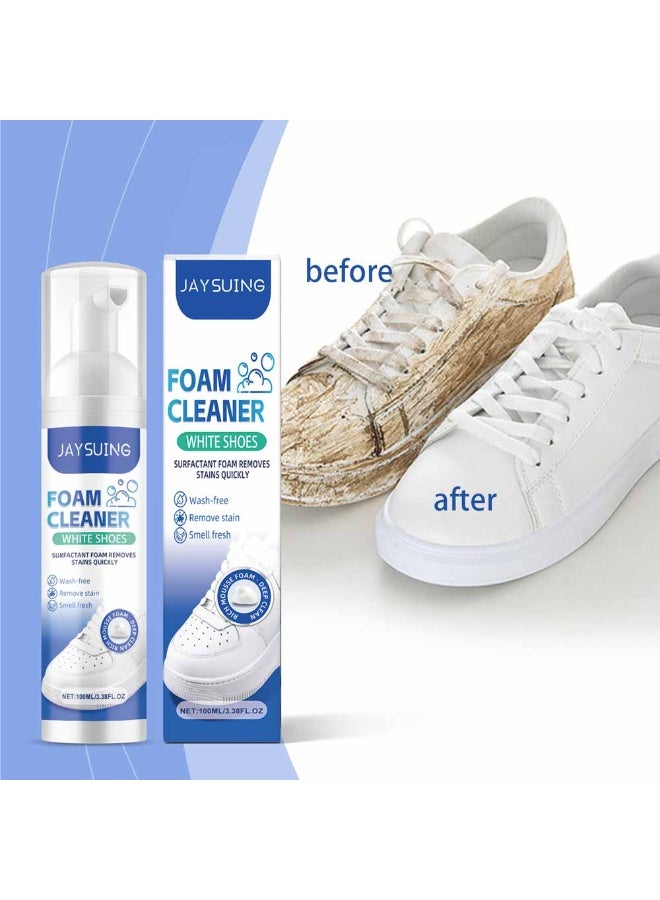 Jaysuing Foam Cleaner White Shoes - Surfactant Technology Removes Stubborn Stains & Yellowing, No-Rinse Formula for Sneakers, Canvas & Leather, 100ml - Image 1