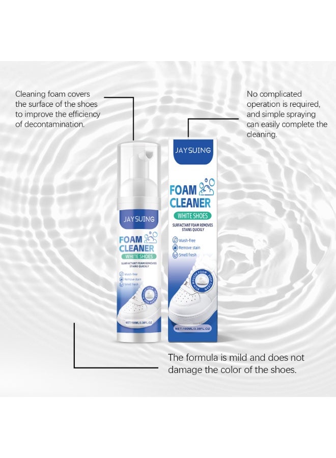Jaysuing Foam Cleaner White Shoes - Surfactant Technology Removes Stubborn Stains & Yellowing, No-Rinse Formula for Sneakers, Canvas & Leather, 100ml - Image 5