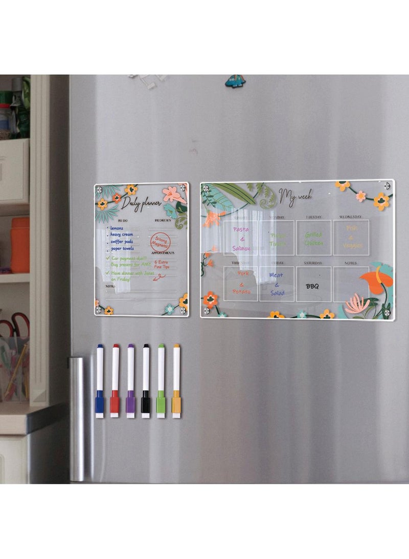 Magnetic Transparent Acrylic Week Plan Memo Message Board Erasable Magnetic Refrigerator Sticker - Image 1