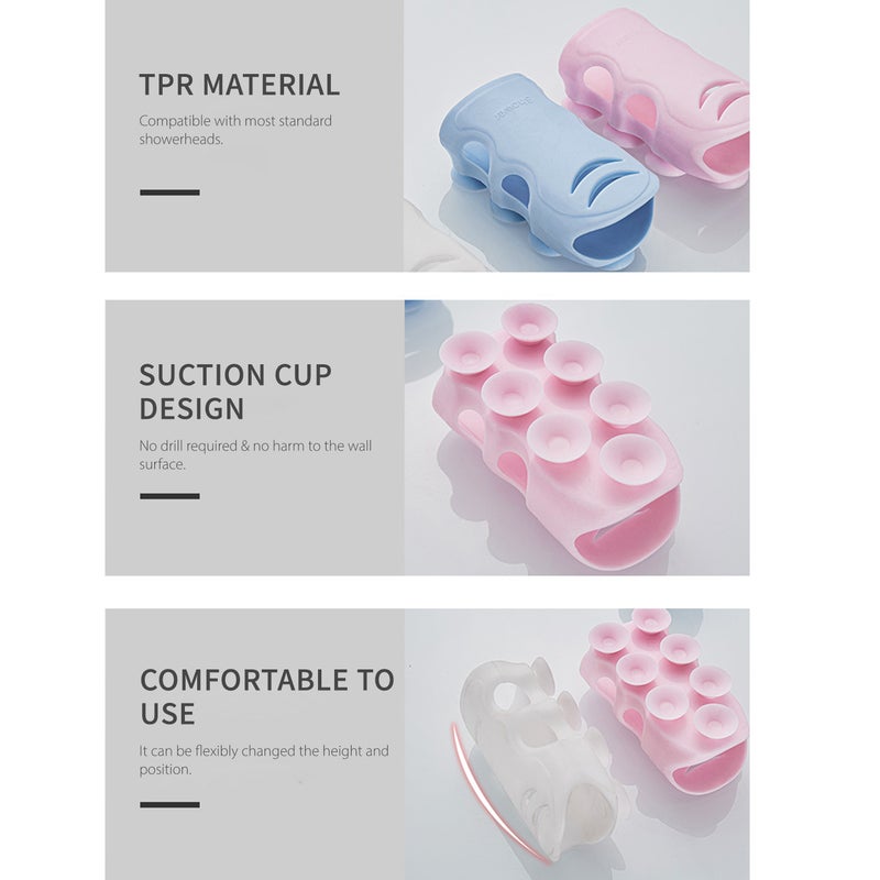 Shower Head Holder Pink Suction Cup Shower Arm Mount - Easy To Remove Reusable Showerhead Bracket for Smooth Walls Marble Ceramic Tile Glass - Image 4