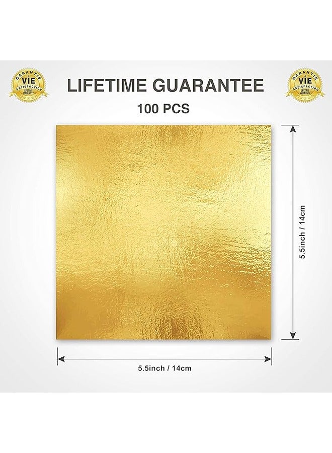 Generic Gold Leaf - 100 Pieces 5.51 Sheets - Copper Gilding Material for Arts & Crafts, DIY Furniture Decorating, Decoupage, Wrapping - Metallic Shimmer, Smooth Texture - Image 2