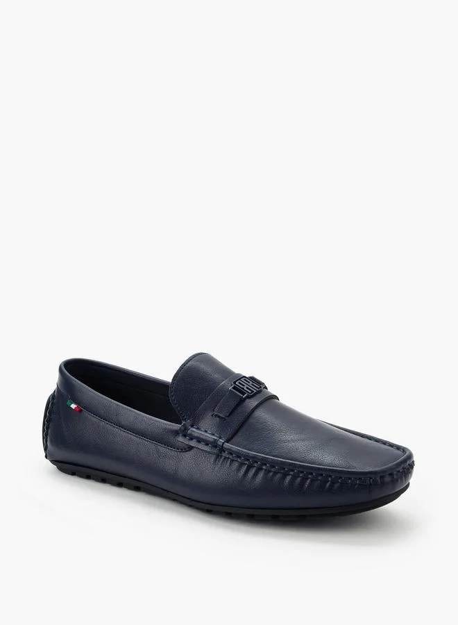 Renzo Ruganni Men Logo Accent Slip-On Loafers