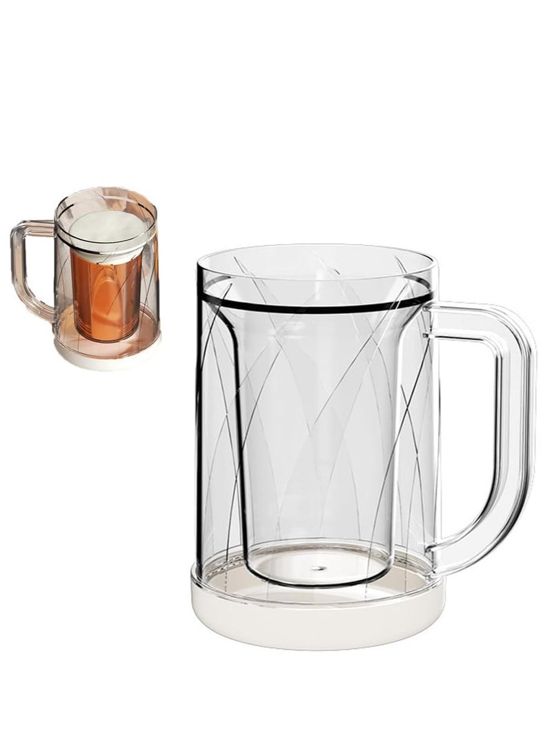 KASTWAVE Double Layer Ice Cold Beer Glass, Freezer Ice Beer Mugs, Cool Summer Beer Glass Thickened Cup With Handgrip Transparent Beer Mugs, Drinking Glasses, for Home Parties Beach Outdoor, 20oz Large Beer Mug  - Image 1
