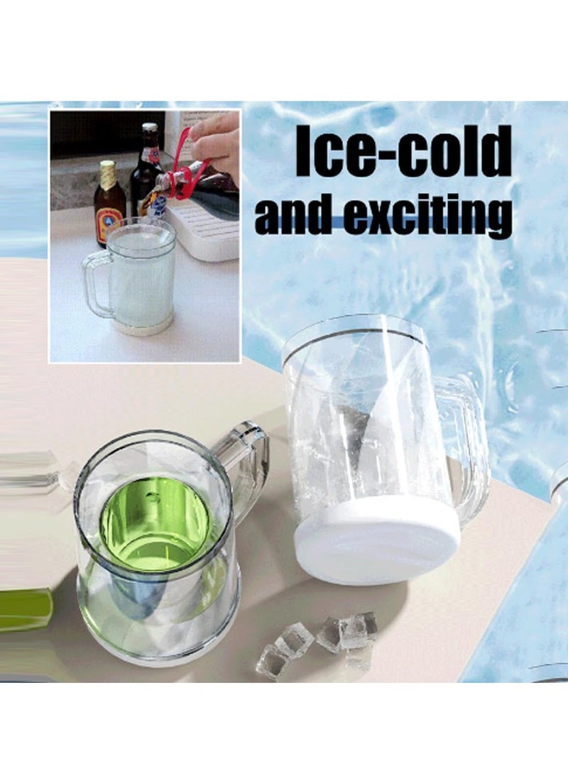 KASTWAVE Double Layer Ice Cold Beer Glass, Freezer Ice Beer Mugs, Cool Summer Beer Glass Thickened Cup With Handgrip Transparent Beer Mugs, Drinking Glasses, for Home Parties Beach Outdoor, 20oz Large Beer Mug  - Image 4