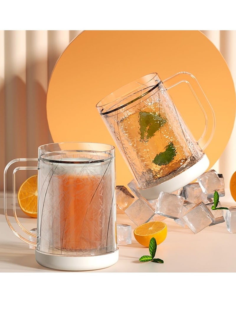 KASTWAVE Double Layer Ice Cold Beer Glass, Freezer Ice Beer Mugs, Cool Summer Beer Glass Thickened Cup With Handgrip Transparent Beer Mugs, Drinking Glasses, for Home Parties Beach Outdoor, 20oz Large Beer Mug  - Image 3